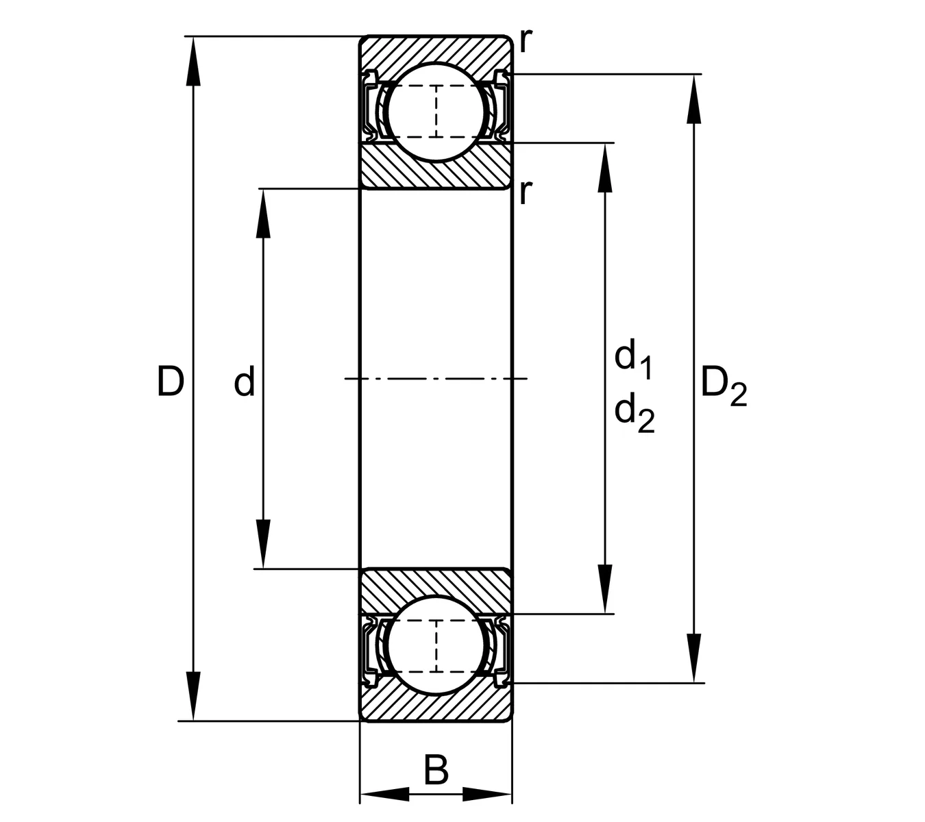INOX ball bearings (FAG) FAG S6001-2RSR 12×28×8 mm (2/3)