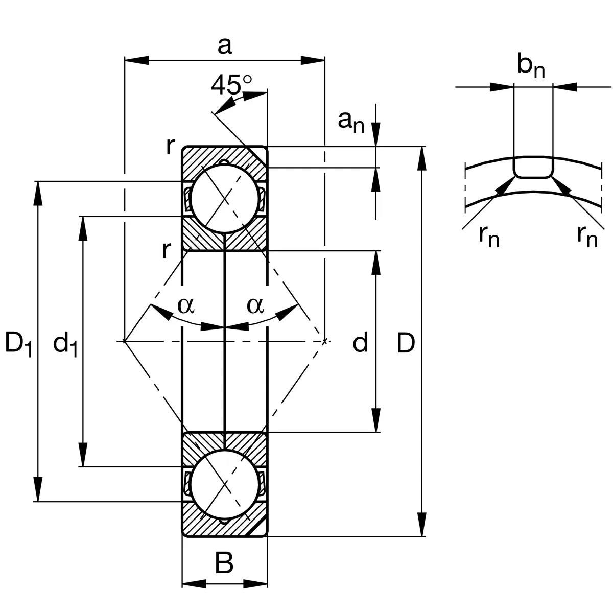 Four point contact bearings (FAG) FAG QJ328-N2-MPA 140×300×62 mm (2/3)